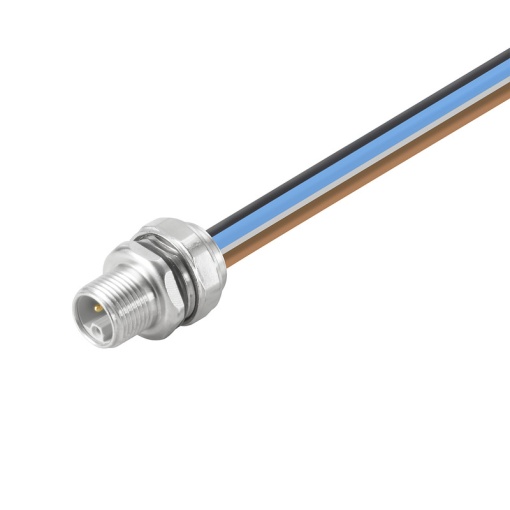 Round plug ,Built-in with cable, M12, Number of poles 5, 1.5 mm²