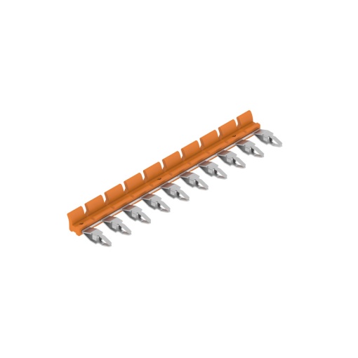 Cross-connector relay, orange, 17.5 A, can be cut to length, Number of poles 10, Pitch in mm 6.40