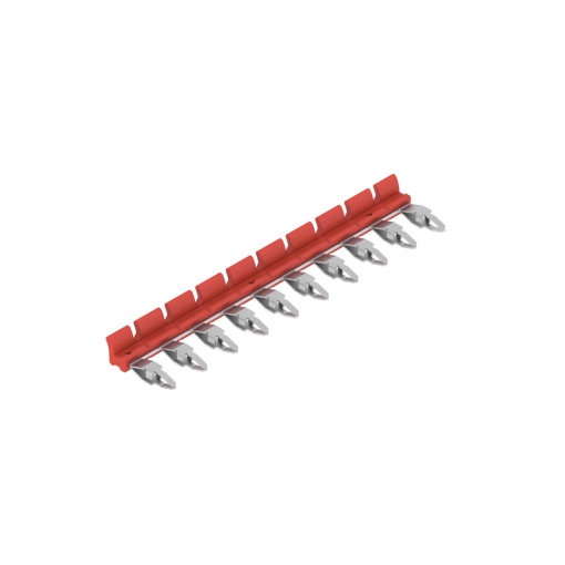 Cross-connector relay, red, 17.5 A, can be cut to length, Number of poles 10, Pitch in mm 6.40