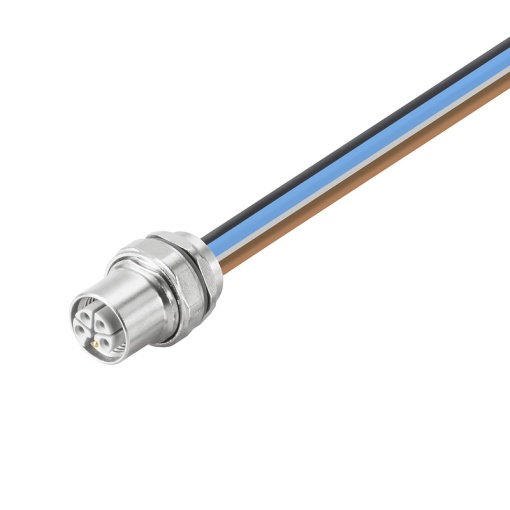 Round plug ,Built-in with cable, M12, Number of poles 5, 1.5 mm²