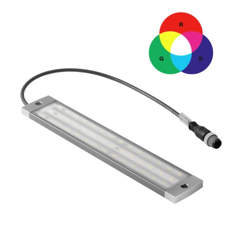 LED module, Blue, White, Red, Green, 8,5 W, 760 lm, IP67, Pre-assembled cable, Connection thread M12