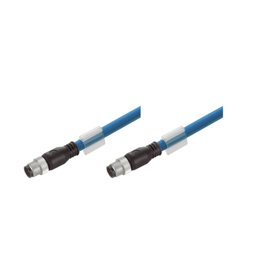 Ethernet Railway Cable assembled, M12 D-code  IP 67 straight pin, M12 D-code  IP 67 straight pin, Number of poles 4, Length 1.5 m