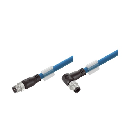 Ethernet Railway Cable assembled, M12 D-code  IP 67 straight pin, M12 D-code  IP 67 angled pin, Number of poles 4, Length 10 m
