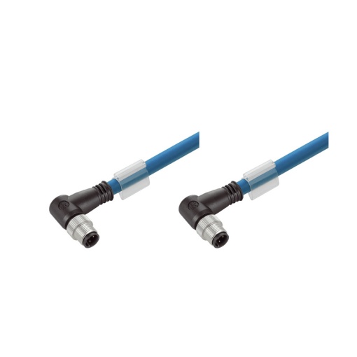 Ethernet Railway Cable assembled, M12 D-code  IP 67 angled pin, M12 D-code  IP 67 angled pin, Number of poles 4, Length 3 m