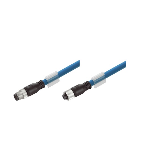 Ethernet Railway Cable assembled, Connecting line, M12 D-code  IP 67 straight pin, M12 D-code  IP 67 straight socket, Number of poles 4, Length 