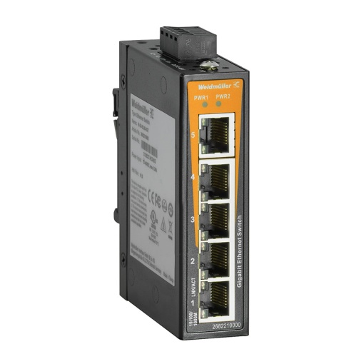 Network switch, unmanaged, Gigabit Ethernet, 5x RJ45, -40 C...75 C, IP30