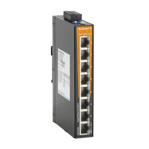 Network switch, unmanaged, Gigabit Ethernet, 8x RJ45, -40 C...75 C, IP30