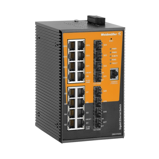 Network switch, managed, Gigabit Ethernet, 16x RJ45, 8x 1001000BaseSFP Slot, -40 C...75 C, IP30