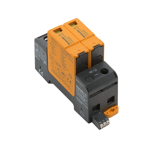 Surge voltage arrester  power supply systems, Surge protection, with remote contact, Type II, Low voltage network Single-phase, TN-S, II, AC, 120 V