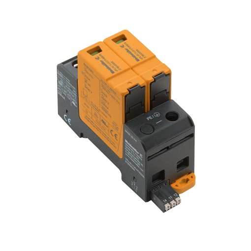 Surge voltage arrester  power supply systems, Surge protection, with remote contact, Type II, Low voltage network Single-phase, TN-S, II, AC, 690 V