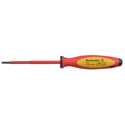 Slotted screwdriver, Blade thickness A 0.5 mm, Blade width B 3 mm, Blade length 100 mm, Form Slotted