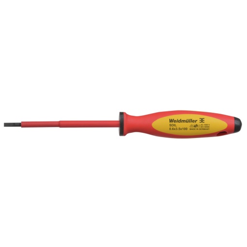 Slotted screwdriver, Blade thickness A 0.6 mm, Blade width B 3.5 mm, Blade length 100 mm, Form Slotted