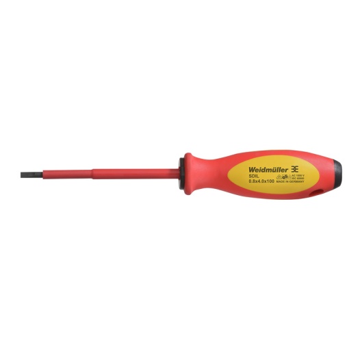 Slotted screwdriver, Blade thickness A 0.8 mm, Blade width B 4 mm, Blade length 100 mm, Form Slotted