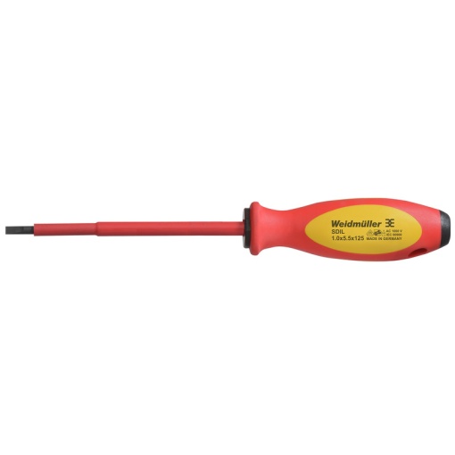 Slotted screwdriver, Blade thickness A 1 mm, Blade width B 5.5 mm, Blade length 125 mm, Form Slotted
