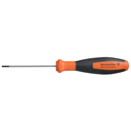 Slotted screwdriver, Blade thickness A 0.4 mm, Blade width B 2.5 mm, Blade length 75 mm, Form Slotted