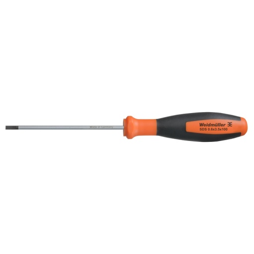 Slotted screwdriver, Blade thickness A 0.6 mm, Blade width B 3.5 mm, Blade length 100 mm, Form Slotted