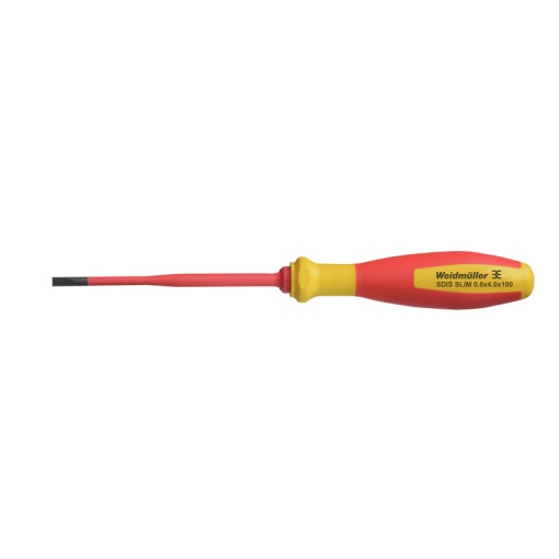 Slotted screwdriver, Blade thickness A 0.8 mm, Blade width B 4 mm, Blade length 100 mm, Form Slotted