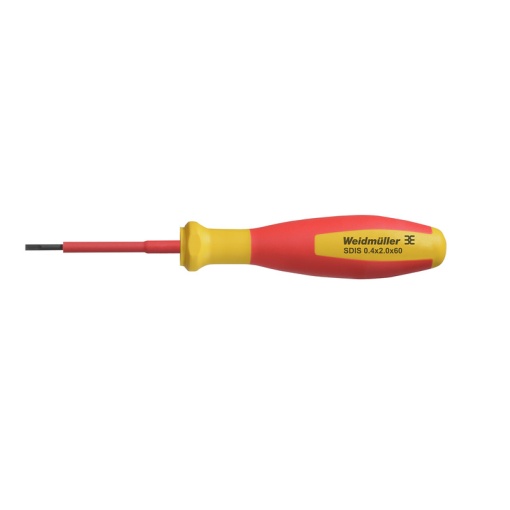 Slotted screwdriver, Blade thickness A 0.4 mm, Blade width B 2 mm, Blade length 60 mm, Form Slotted