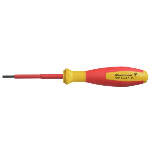 Slotted screwdriver, Blade thickness A 0.4 mm, Blade width B 2.5 mm, Blade length 75 mm, Form Slotted
