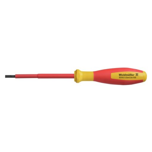 Slotted screwdriver, Blade thickness A 0.8 mm, Blade width B 4 mm, Blade length 100 mm, Form Slotted