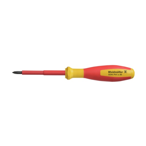 Crosshead screwdriver, Form Philips, round, Size 1, Blade length 80 mm