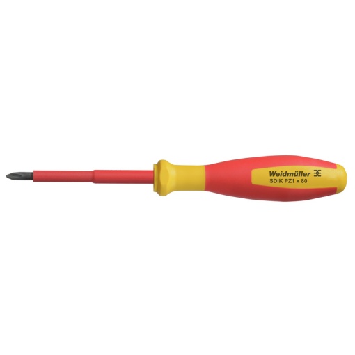 Crosshead screwdriver, Form Pozidrive, round, Size 1, Blade length 80 mm