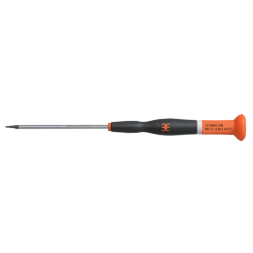 Slotted screwdriver, Blade thickness A 0.5 mm, Blade width B 3 mm, Blade length 75 mm, Form Slotted