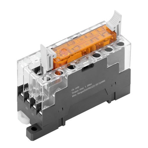 Relay module, 24 V DC 10 %, Green LED, 3 NC and 3 NO contacts forcibily guided EN 61810-3 type A AgSnO gold-plated , 250 V AC, 6 A, Screw connect