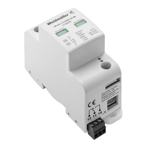 Surge voltage arrester  power supply systems, Surge protection, Leakage-current-free, with remote contact, Type I  II, Low voltage network Single-
