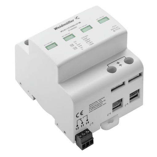 Surge voltage arrester  power supply systems, Surge protection, Leakage-current-free, with remote contact, Type I  II, Low voltage network Single-