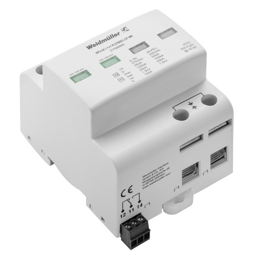 Surge voltage arrester  power supply systems, Surge protection, Leakage-current-free, with remote contact, Type I  II, Low voltage network Single-