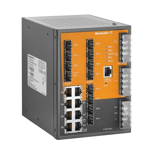 Network switch, managed, Gigabit Ethernet, 8x RJ45, 12x 1001000BaseSFP Slot, -40 C...85 C, IP30