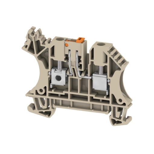 Test-disconnect terminal, Screw connection, dark beige, 4 mm², 32 A, 400 V, Number of connections 2, Number of levels 1