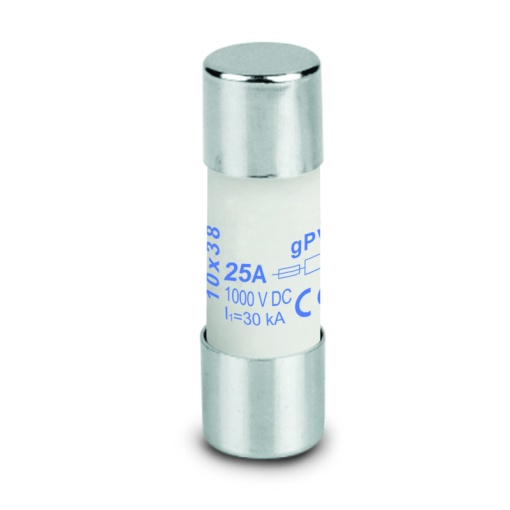 Cylindrical fuse cartridge, Photovoltaics, 1000 , 10 x 38 mm, 25 A
