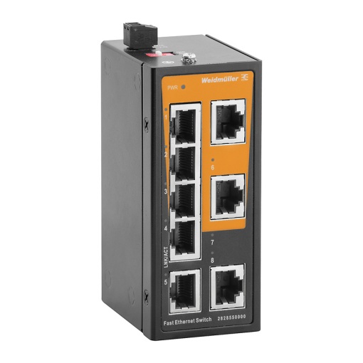 Network switch, unmanaged, Fast Ethernet, 8x RJ45, -40 C...75 C, IP40