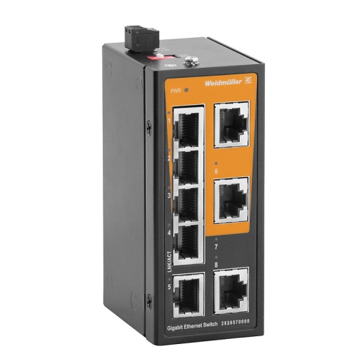 Network switch, unmanaged, Gigabit Ethernet, 8x RJ45, -40 C...75 C, IP40