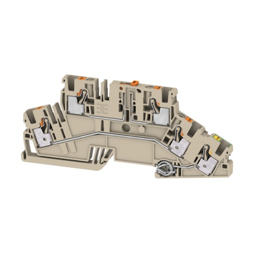 Test-disconnect terminal, PUSH IN, dark beige, 4 mm², 20 A, 250 V, Number of connections 5, Number of levels 3
