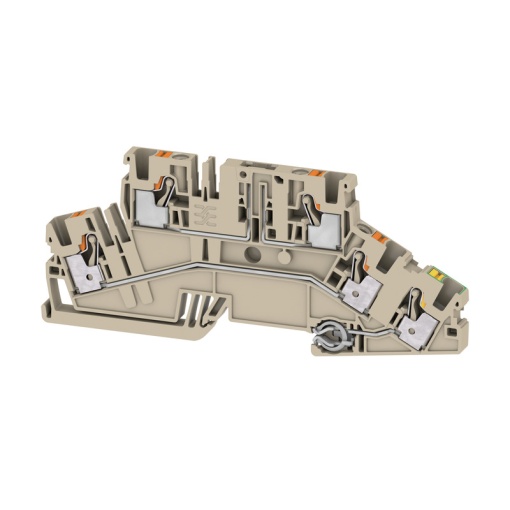 Test-disconnect terminal, PUSH IN, dark beige, 4 mm², 32 A, 250 V, Number of connections 5, Number of levels 3