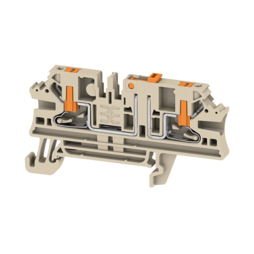 Test-disconnect terminal, PUSH IN, dark beige, 2.5 mm², 20 A, 500 V, Number of connections 2, Number of levels 1