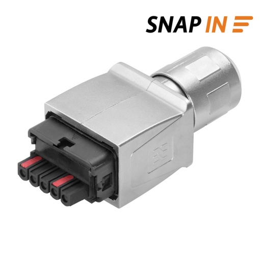 Power plug-in connector industrial ethernet, Power connector, Plug, Colour Silver grey, IP65, IP67, Number of poles 5