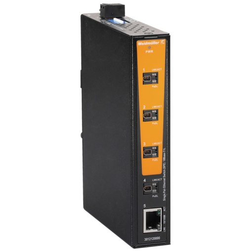 Network switch, unmanaged, Fast Ethernet, 10BaseT1L, 1x RJ45, 4x SPE port acc. to IEC 63171-2, -40 C...70 C, IP30