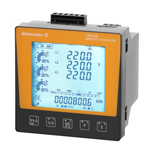 Measuring device electrical quantity, 50600 V, Modbus RTU, ModbusTCP Port 502, Modbus-Gateway