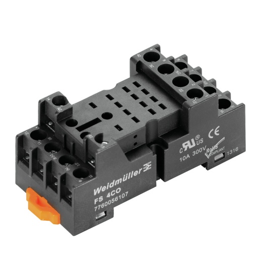 Relay socket, IP10, 4 CO contact , 10 A, Screw connection