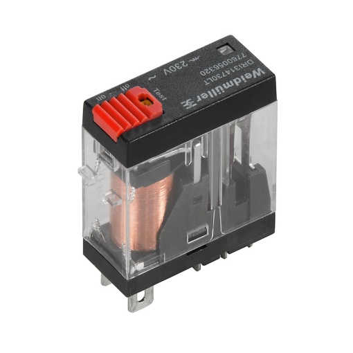 Miniature industrial relay, 230 V AC, red LED, 1 CO contact AgSnO , 250 V AC, 10 A, Test button available Yes