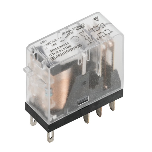 Miniature industrial relay, 24 V DC, No, 2 CO contact AgSnO , 250 V AC, 5 A, Test button available No