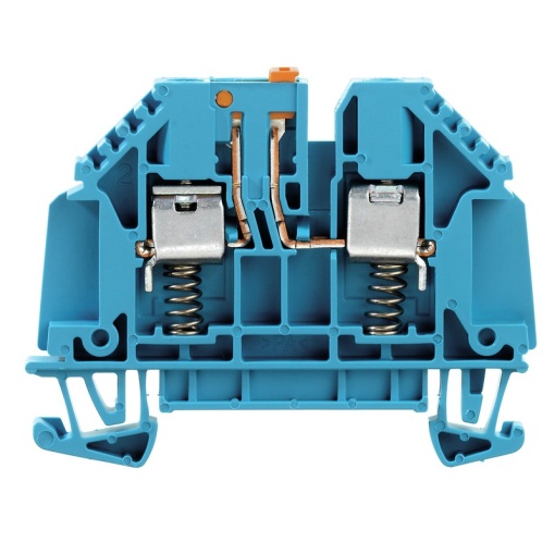 Test-disconnect terminal, Screw connection, blue, 4 mm², 32 A, 500 V, Number of connections 2, Number of levels 1