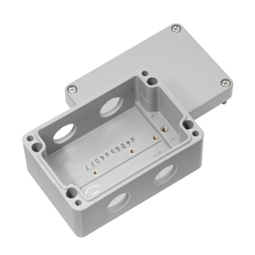Plastic housing, Klippon POK polyester empty enclosure, 110 x 75 x 56.5 mm, Glass fibre-reinforced polyester, untreated, polished, Silver grey
