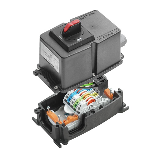 Energy distribution terminal strip with housing, 3-phase AC, IP65, in complete state, Maintenance switch