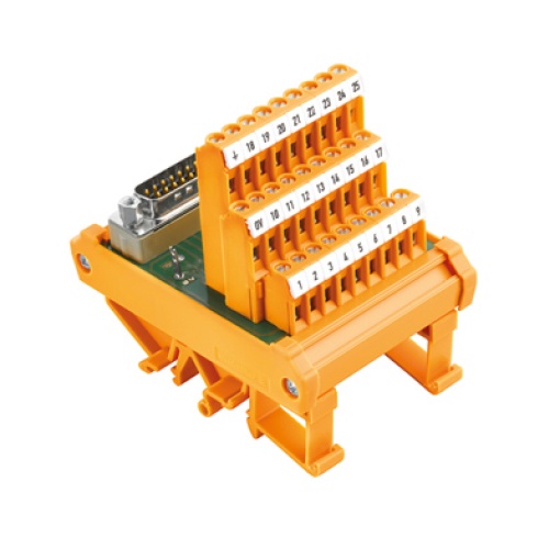 Interface module with terminal, connector, D-sub connectors, acc. to IEC 60807  DIN 41652, 25-pole plug, LL3R 5.08 mm, Screw connection