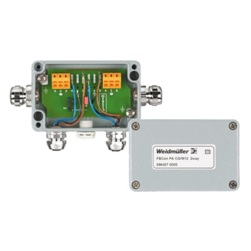 Field bus distributor, 2-way distributor, Housing main material Aluminium, Aluminum, Profibus-PA, Foundation Fieldbus